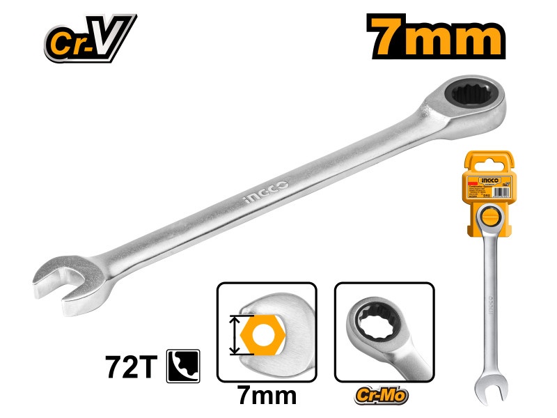 INGCO Cheie stea cu clichet 7 mm / 140 mm CrV