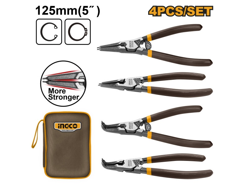 INGCO Set de clești Seeger 4 piese 125 mm