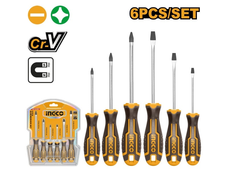 INGCO Set șurubelnițe 6 piese magnetice CrV