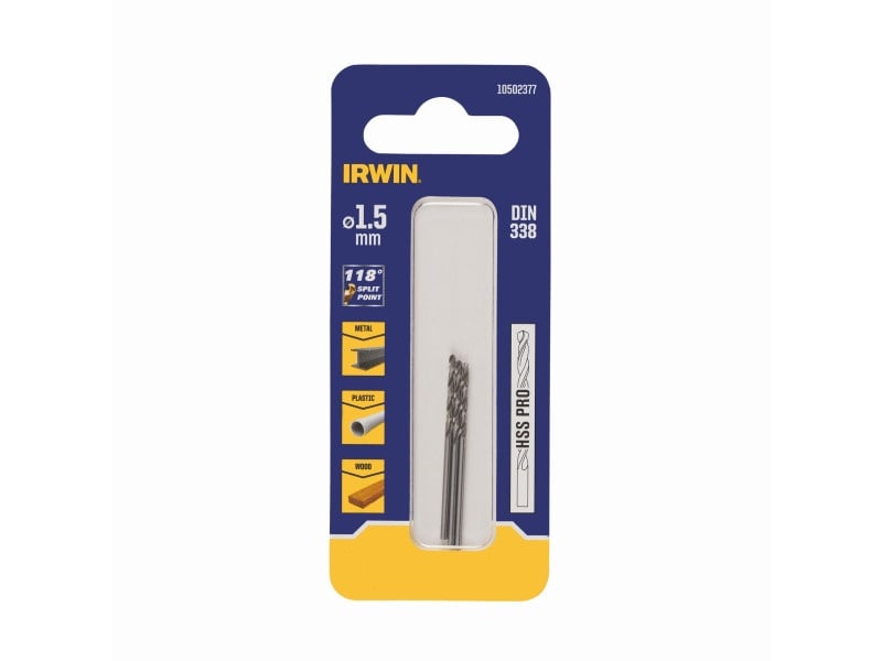 IRWIN Burghiu spiralat 1,5 x 40/18 mm HSS PRO cilindric (3 buc)