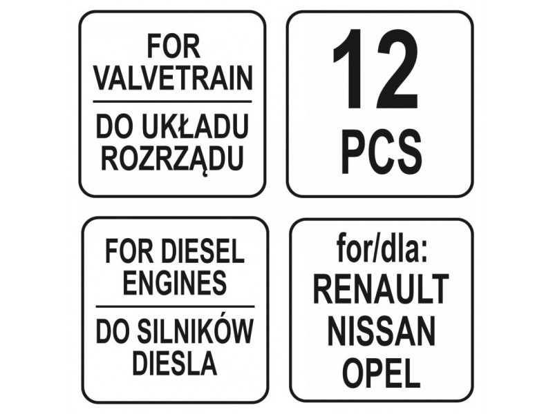 Kit de fixare a comenzilor YATO 12 piese (Diesel) Renault Nissan Opel