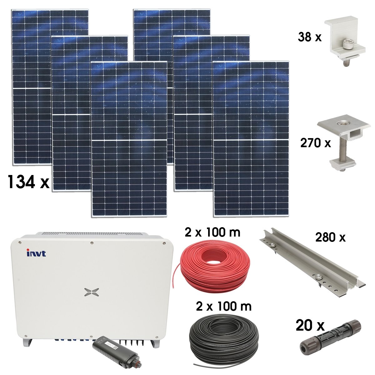 Kit sistem solar fotovoltaic trifazic ON-GRID 60KW cu panouri 134x450W prosumator WIFI cu sistem fixare pentru panouri sandwich, Cod: BK88717, Brand: BRECKNER GERMANY