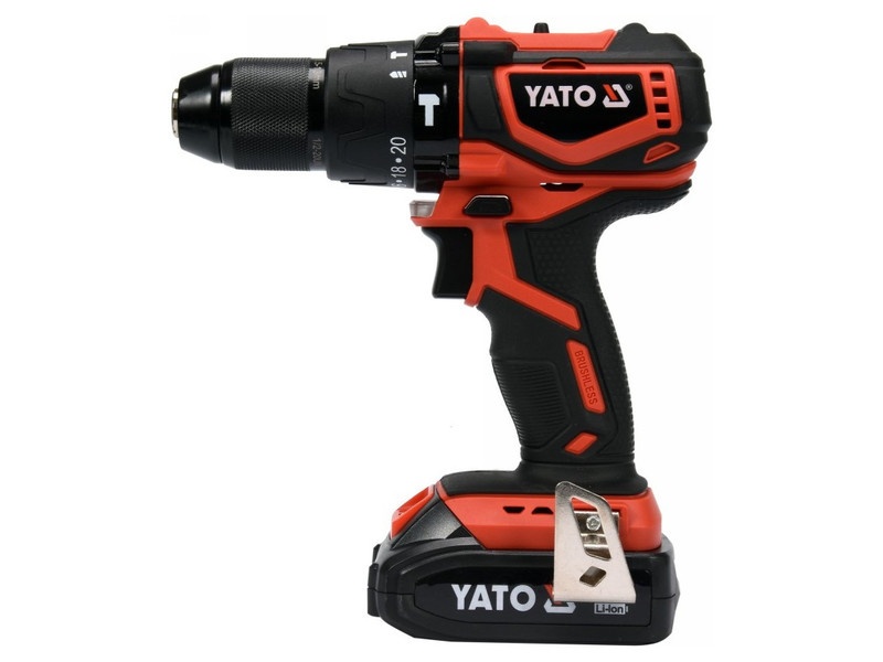 Mașină de găurit și înșurubat cu percuție fără fir YATO 42 Nm fără perie de carbon 18 V Li-Ion (1 x acumulator 2.0 Ah + încărcător) - 1 | YEO