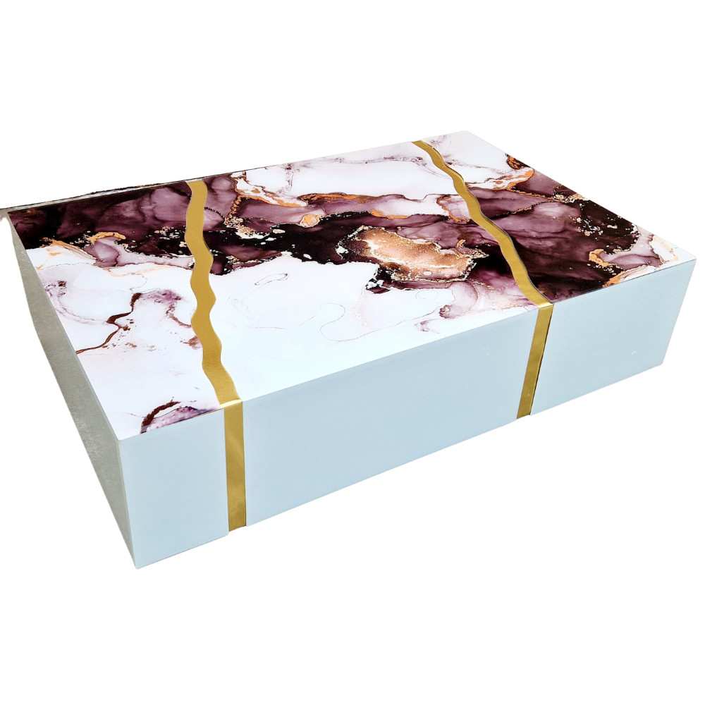 Masuta Gradient, 120x80x30cm, White Purple Gold marble, Glasspandoor - 3 | YEO