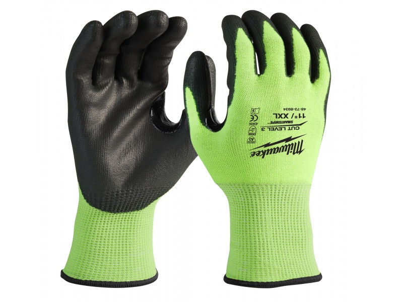 MILWAUKEE Mănuși de protecție cu strat de nitril rezistent la tăieturi HI-VIS 4/C - XXL/11 (12 perechi)