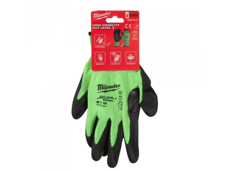 MILWAUKEE Mănuși de protecție cu strat de nitril rezistent la tăieturi HI-VIS 4/C - XXL/11 (12 perechi) - 1 | YEO