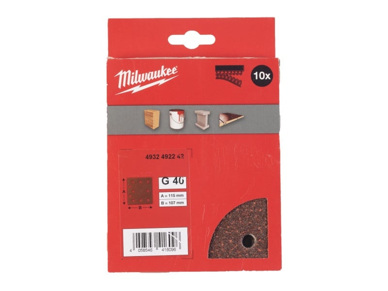 MILWAUKEE Șmirghel Velcro STD 115 x 107 mm / P40 (10 buc) - 1 | YEO