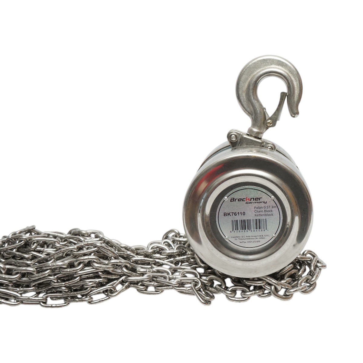 Palan manual inox cu lant 3m, sarcina maxima 500 kg, carlig cu siguranta , Cod: BK76110, Breckner Germania - 3 | YEO