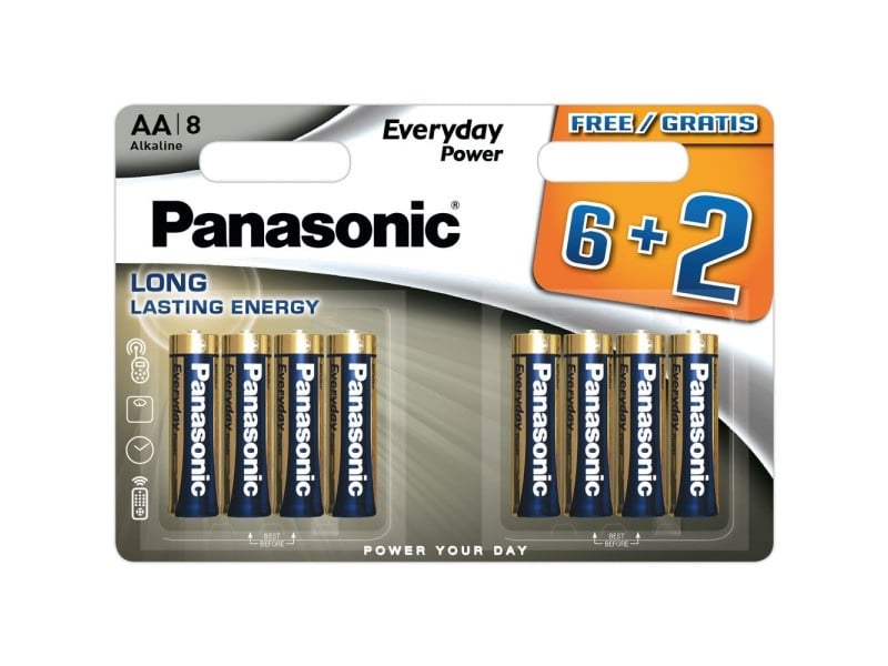 PANASONIC AA/pencil baterii alcaline de lungă durată 1,5 V (8 buc)