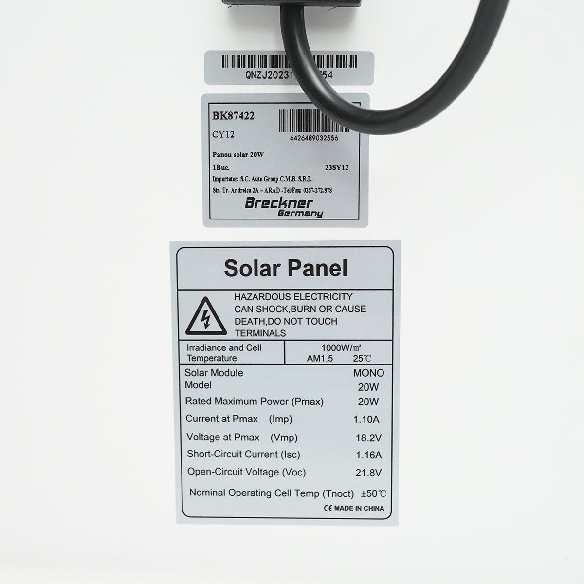 Panou solar 20W fotovoltaic monocristalin 400x300x17mm, Cod: BK87422, Brand: BRECKNER GERMANY - 2 | YEO