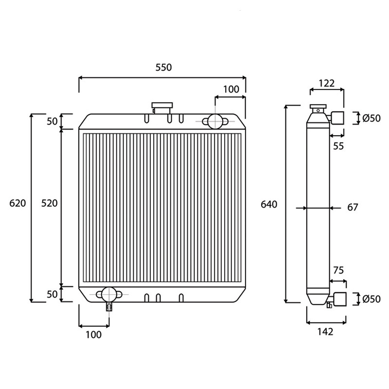 Radiator racire apa 620x550x67mm din cupru pentru Perkins, Tractor Forestier, Cod: DISCG79, Brand: UTB - 3 | YEO