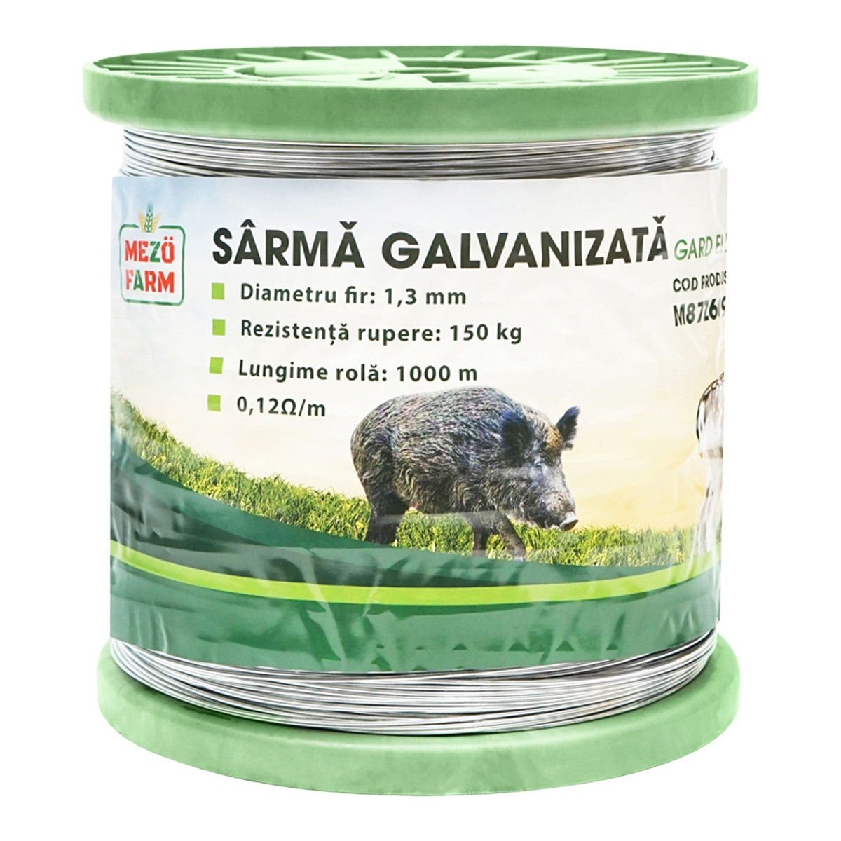 Sarma galvanizata pentru gard electric 1,3mm x 1000m, Cod: M87Z609, Brand: MEZOFARM