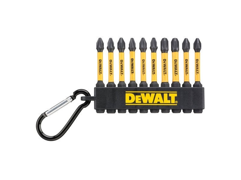 Set de biți DEWALT cu carabinieră 10 piese 1/4" Hex (PZ2x6, PZ3x2, PH2x2 / 57 mm) FLEXTORQ