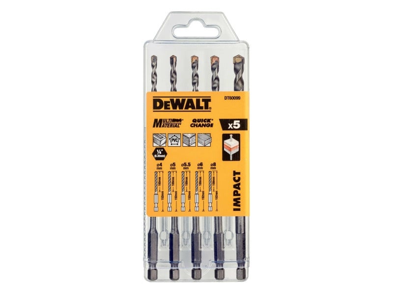 Set de burghie DEWALT din 5 piese cu burghie de 1/4" (4 -8 mm) - 1 | YEO