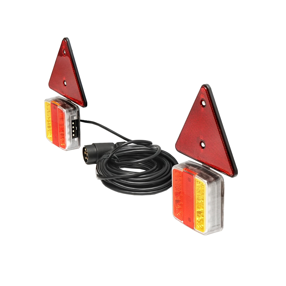 Set lampi LED magnetice cu triunghiuri reflectorizante pentru remorca, fisa 7 pini, cablu 2,5m cablu fisa = 7,5 m Cod: BK98483, Echivalență: DISSA93, Breckner Germany - 1 | YEO