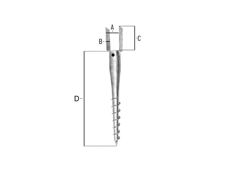 Șurub de sol în formă de U 81 x 60 x 100/600 mm