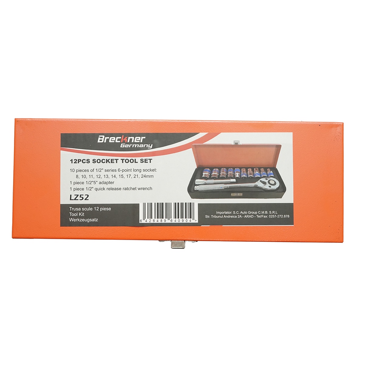 Trusa chei tubulare 8-22mm, 1/2 antrenor cu clichet 12 piese , Cod: DISLZ52, Brand: BRECKNER GERMANY - 1 | YEO