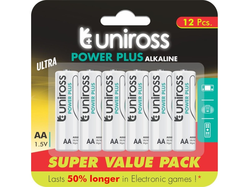 UNIROSS VALUE AA/pencil baterii alcaline de lungă durată 1,5 V (12 buc)