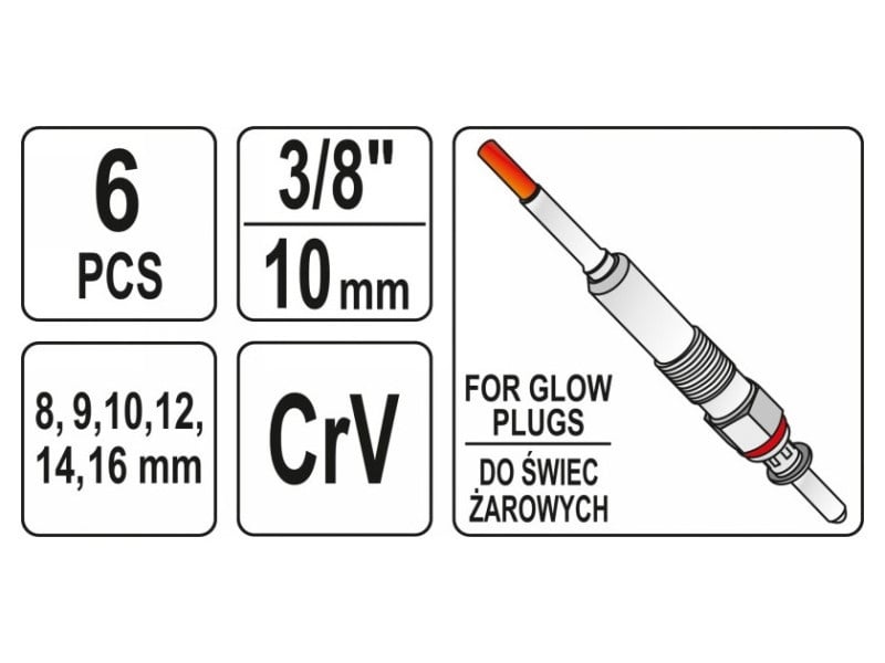 YATO 6 piese cheie articulată pentru bujii de aprindere 3/8" CrV