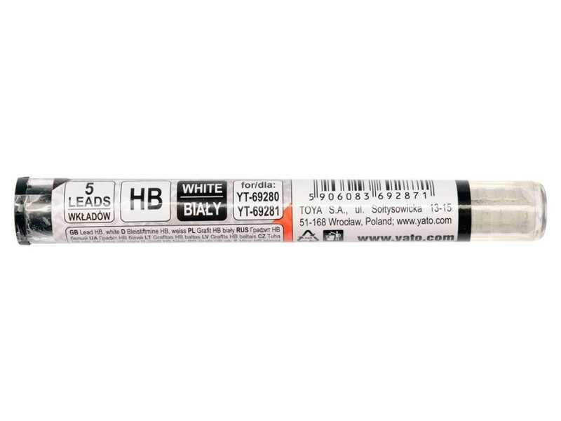YATO Ascuțitoare de creioane inserție grafit 110 mm alb HB (5 buc)