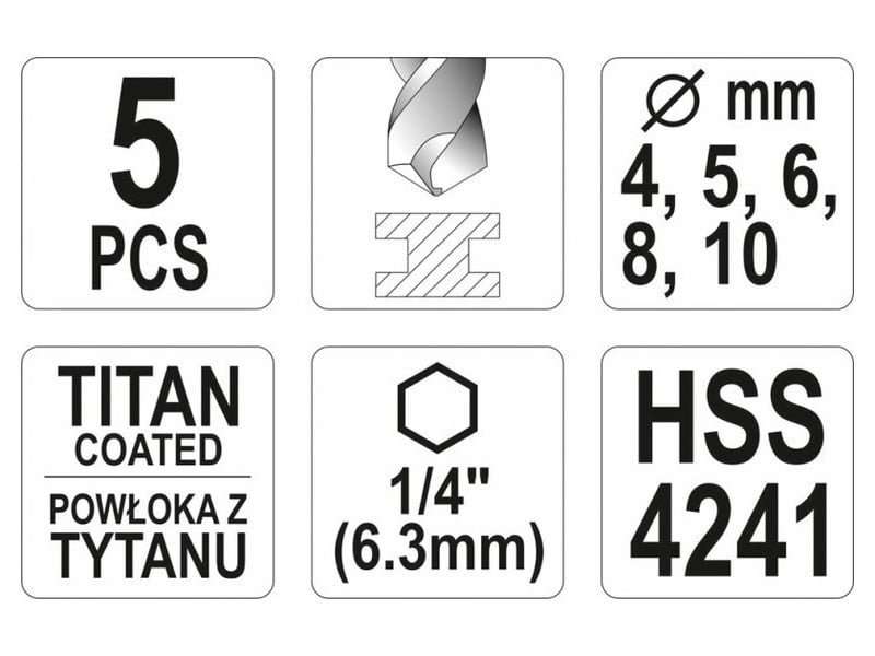 YATO Auger set bit set 5 piese HSS Ti - 3 | YEO