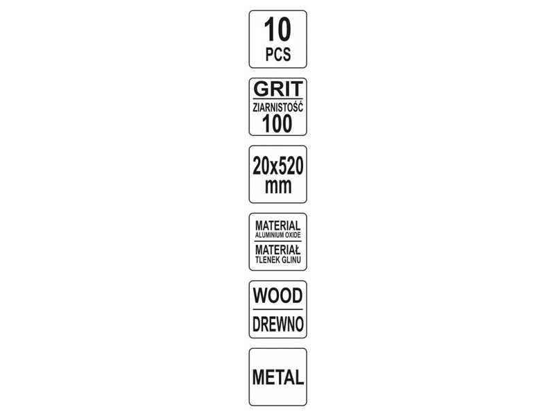 YATO Bandă abrazivă 520 x 20 mm P100 (10 bucăți)