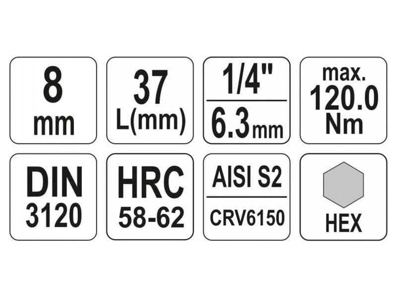 YATO Bit cheie tubulară Allen 1/4" 8 mm CrV