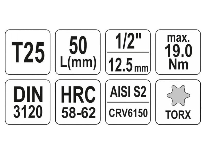 YATO Bit cheie tubulară Torx 1/2" T25 CrV