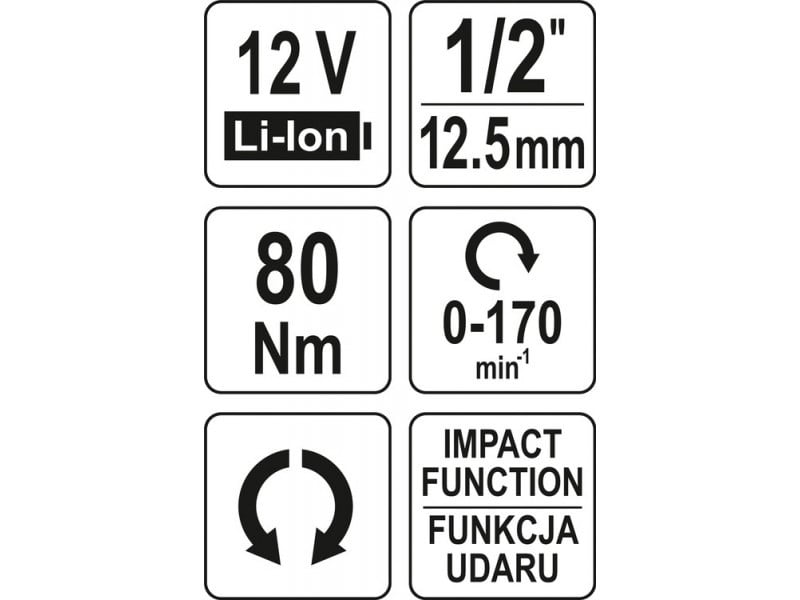 YATO cheie de colț fără fir 1/2" 80 Nm fără perie de carbon 12 V Li-Ion (bateria + încărcătorul nu sunt incluse) - 3 | YEO