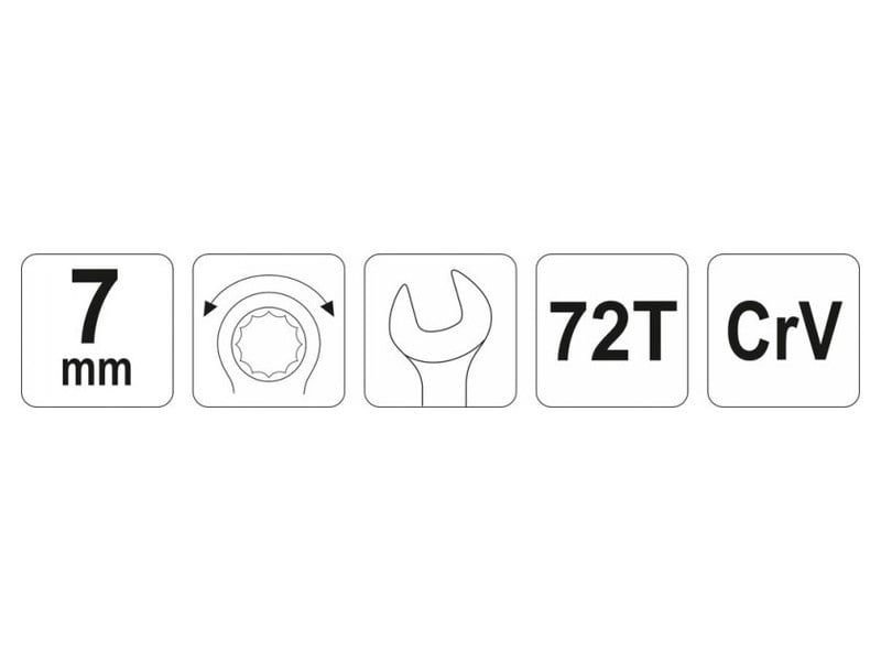 YATO Cheie stea cu clichet 7 mm / 130 mm 72T CrV - 2 | YEO