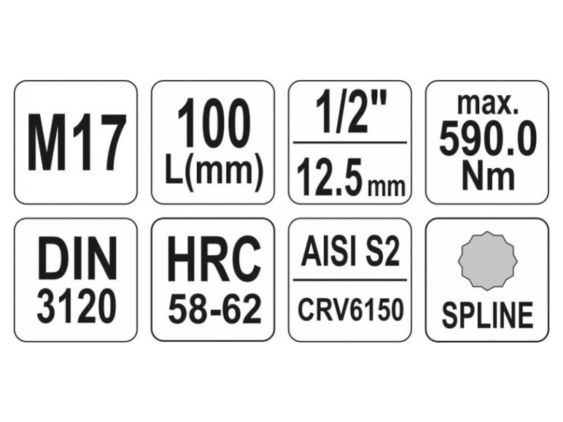 YATO Cheie tubulară cu bit lung Spline 1/2" M17 CrV - 3 | YEO
