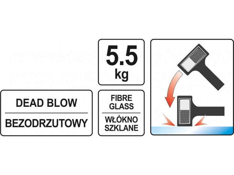 YATO Ciocan de cauciuc 5500 g fără recul 105x105x180 mm - 2 | YEO