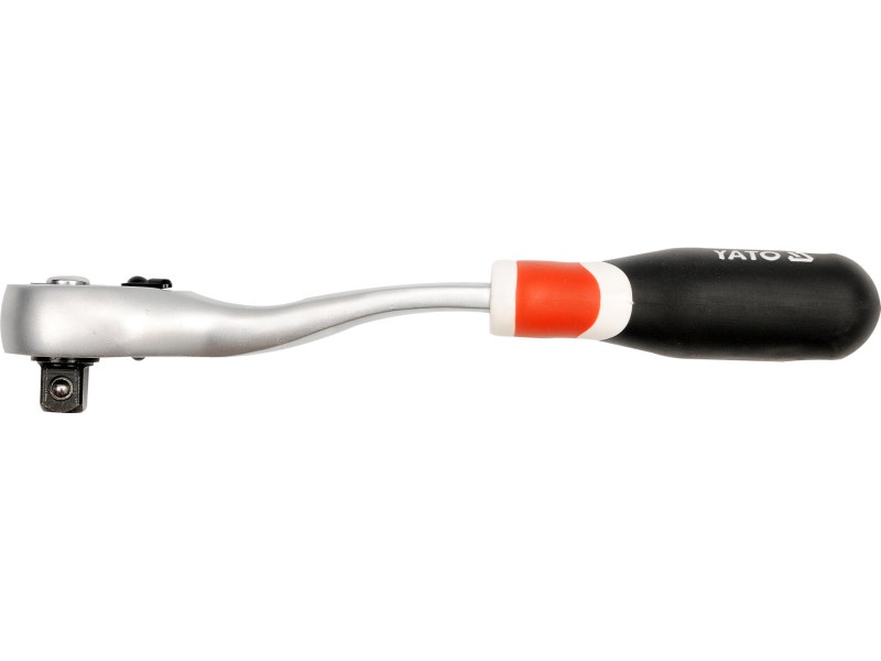 YATO Clește cu clichet 1/2" 255 mm 72T cu tijă îndoită, mâner moale CrV - 3 | YEO