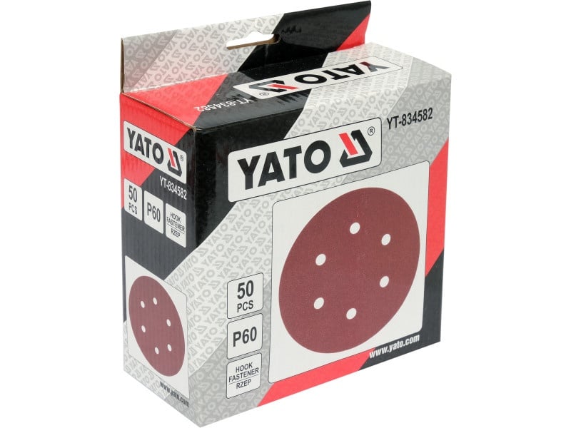 YATO Disc de fixare Velcro 150 mm / P60 6 găuri (50 buc)