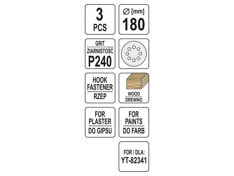 YATO Disc de fixare Velcro 180 mm / P240 (3 buc) - 3 | YEO