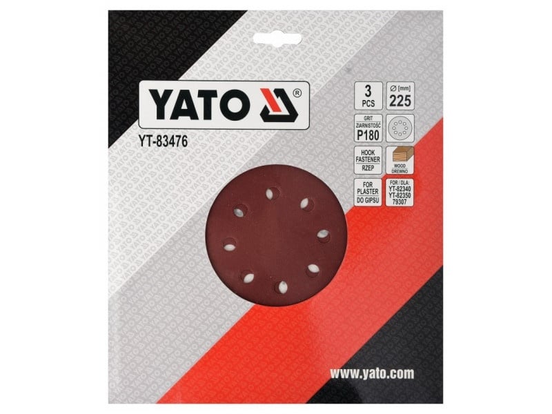 YATO Disc de fixare Velcro 225 mm / P180 (3 buc) - 1 | YEO