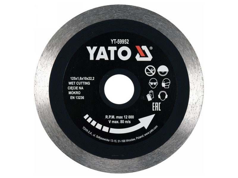 YATO Disc de tăiere diamantat 125 x 1,6 x 10 x 22,2 mm continuu