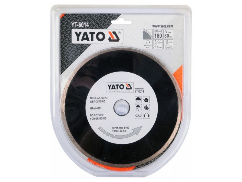 YATO Disc de tăiere diamantat 180 x 2,5 x 5,3 x 22,2 mm continuu - 1 | YEO