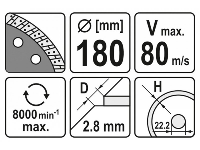 YATO Disc de tăiere diamantat 180 x 2,8 x 8,0 x 22,2 mm turbo - 2 | YEO