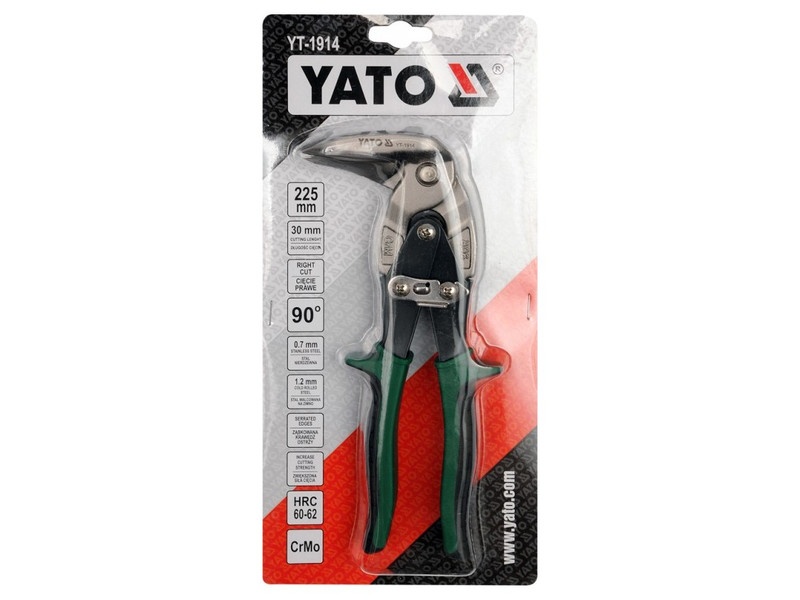 YATO Foarfece de tăiat plăci 225 mm dreapta 90 grade CrMo - 1 | YEO