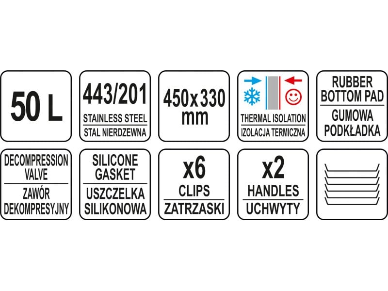 YATO GASTRO Badella de transport alimente cu pereți dubli 50 litri inox