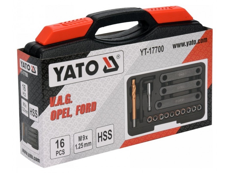YATO Kit de reparare a filetului etrierului de frână 16 bucăți M19x1,25 mm HSS - 2 | YEO