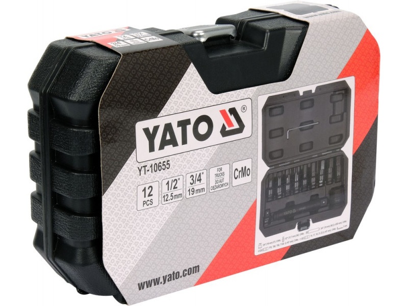 YATO Machine set de chei tubulare cu bit lung 12 piese Torx și Allen 1/2", 3/4" camion CrMo - 3 | YEO