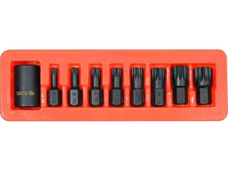 YATO Machine spline bit set 9 piese 1/2" M6-M18 mm adaptor soclu