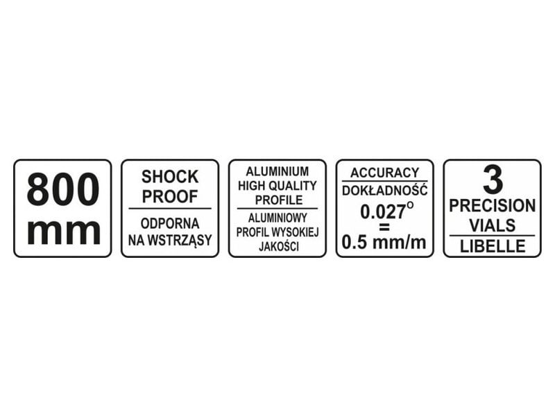YATO nivel de spirit 3 nivel 2 mânere 800 mm