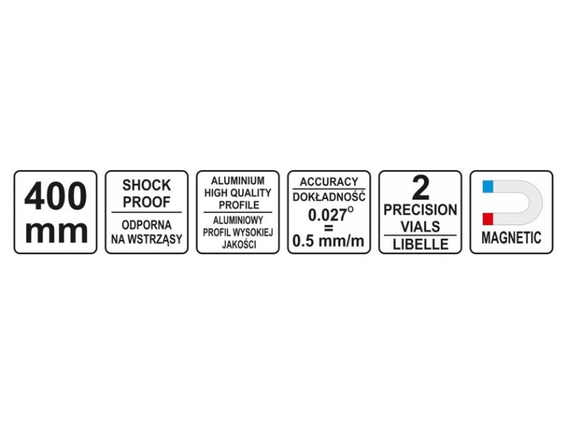 YATO nivel de spirit magnetic 2 nivele de spirit 1 mâner 400 mm - 3 | YEO