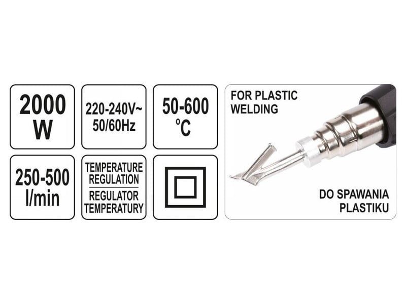 YATO Pistol termic cu accesorii 50 - 600 °C 2000 W