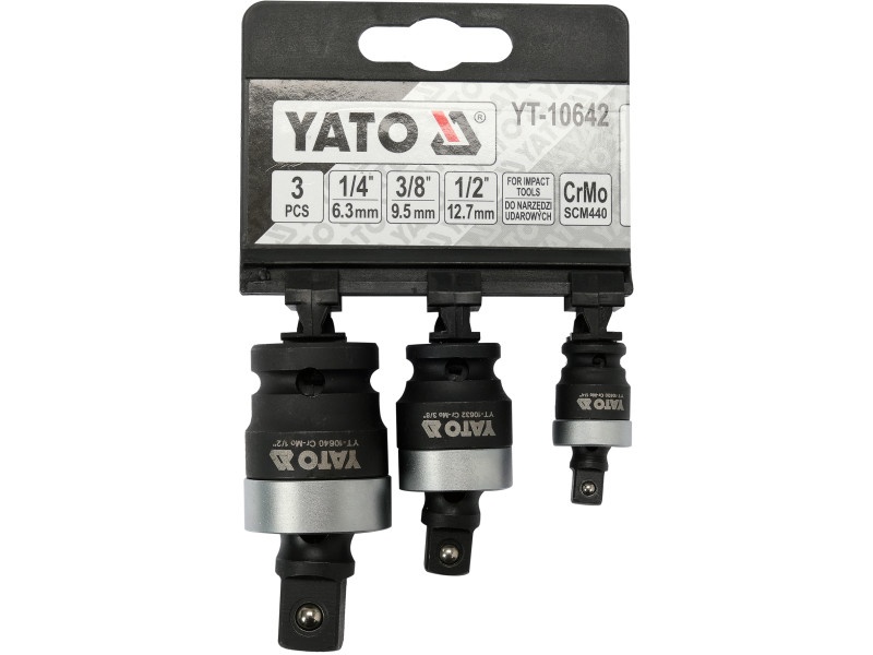 YATO Set de 3 piese de cuplaje articulate pentru mașini 1/4" 3/8" 1/2" CrMo - 2 | YEO