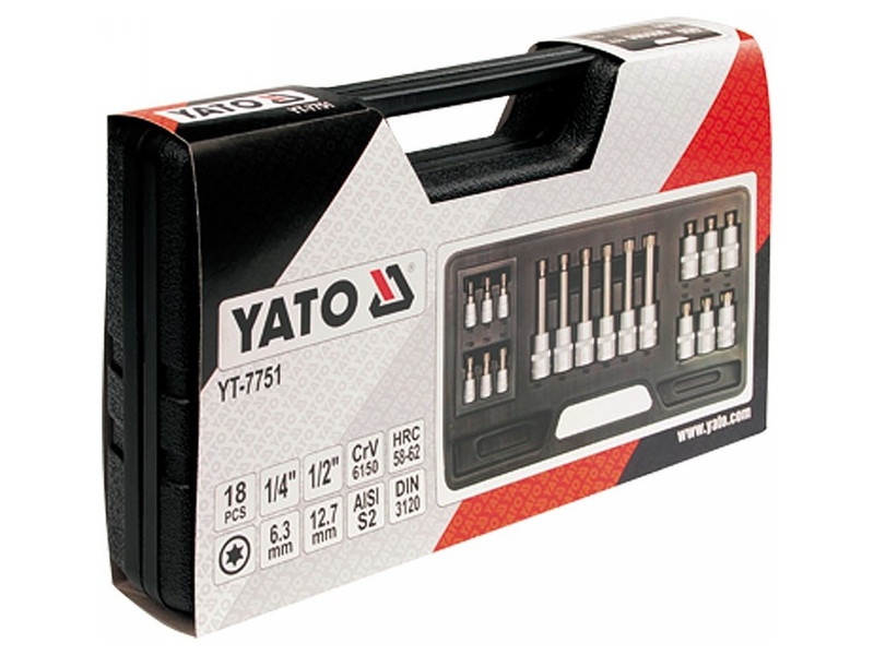 YATO Set de mufe 18 piese Torx 1/4", 1/2" CrV - 1 | YEO