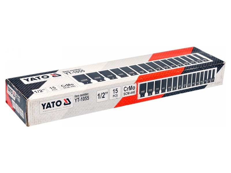 YATO Set de prize lungi pentru mașini 15 piese 1/2" 10-32 mm CrMo - 3 | YEO
